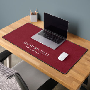 RED Leather Masculine Personalised Elegant NAME Desk Mat