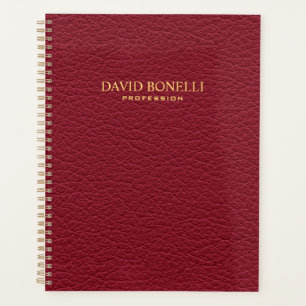Red Leather Masculine Personalised Elegant Planner