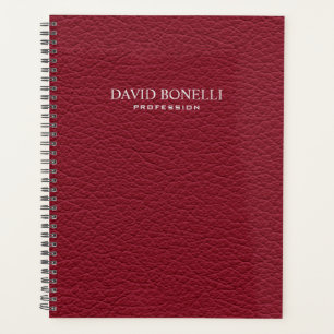 Red Leather Masculine Personalised Elegant Planner