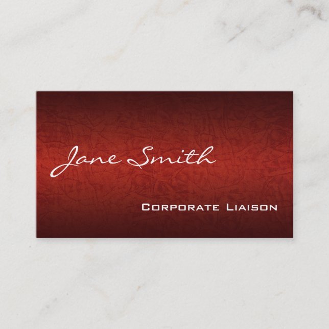 Red Leather Modern Professional Business Cards (Front)