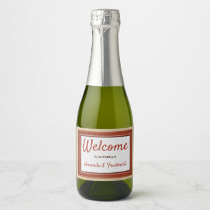Red Leather on Cream Suede Sparkling Wine Label
