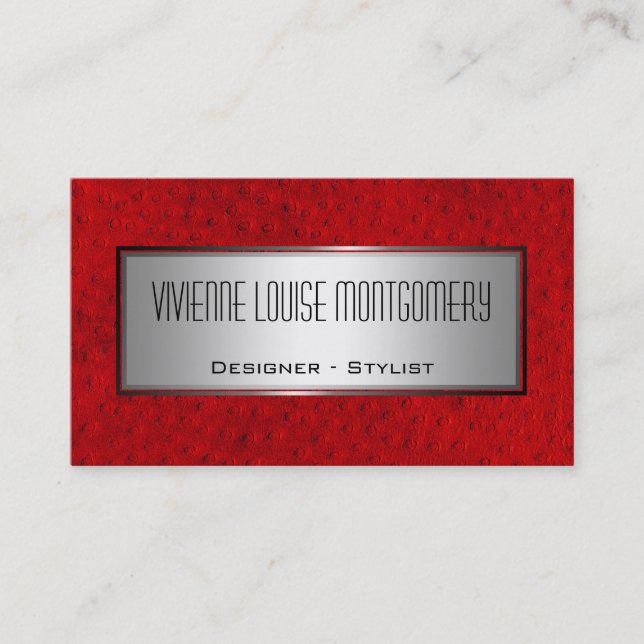 Red Leather Professional Designer Business Card (Front)