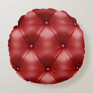 Red Leather: Seamless Texture Elegance Round Cushion