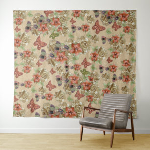 Red Leather & Suede Texture Art Tapestry