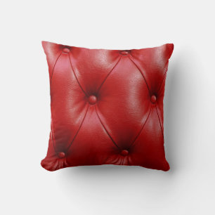 Red Leather: Upholstery Pattern Elegance. Cushion