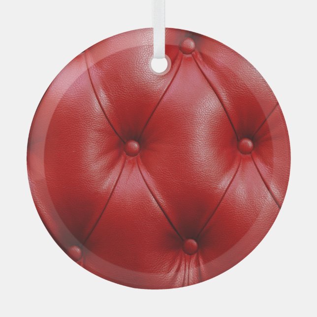 Red Leather: Upholstery Pattern Elegance. Glass Tree Decoration (Front)