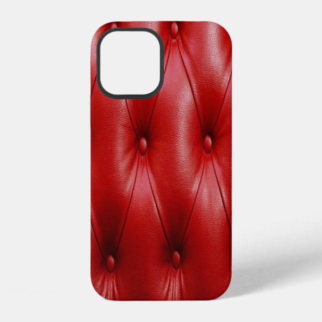 Red Leather: Upholstery Pattern Elegance. iPhone Case (Back)