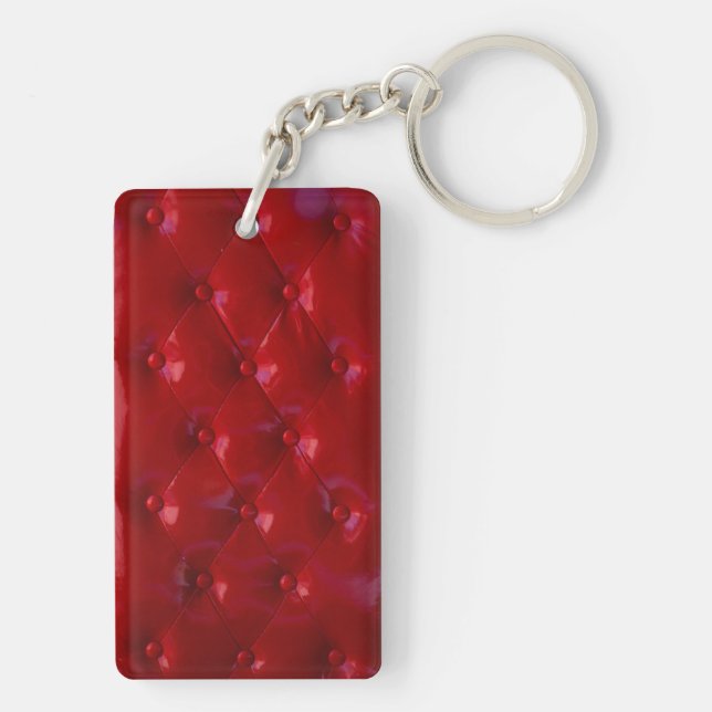 Red Leather Upholstery texture pattern elegant Key Ring (Back)