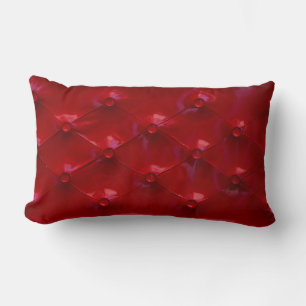 Red Leather Upholstery texture pattern elegant Lumbar Cushion