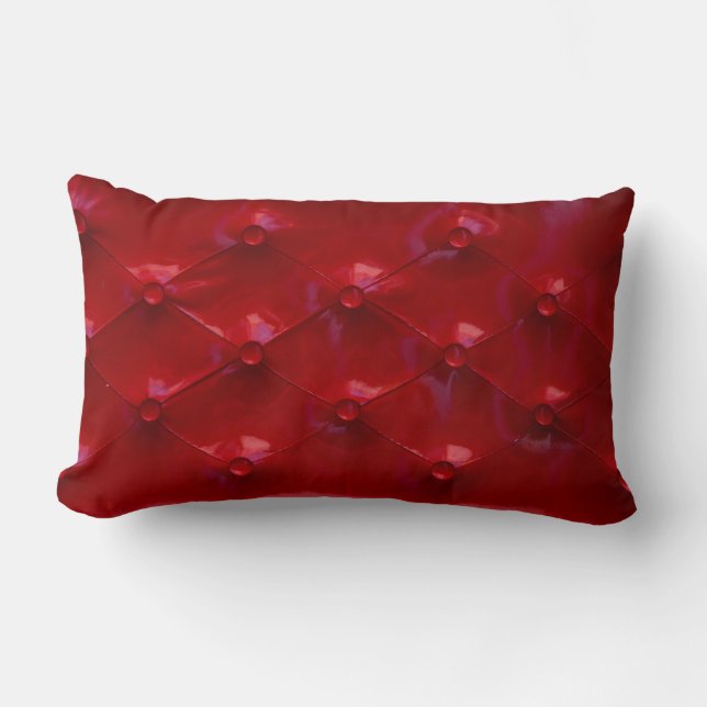 Red Leather Upholstery texture pattern elegant Lumbar Cushion (Front)