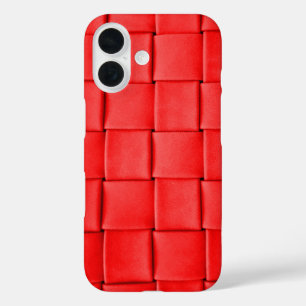 Red Leather Weave iPhone 16 Case