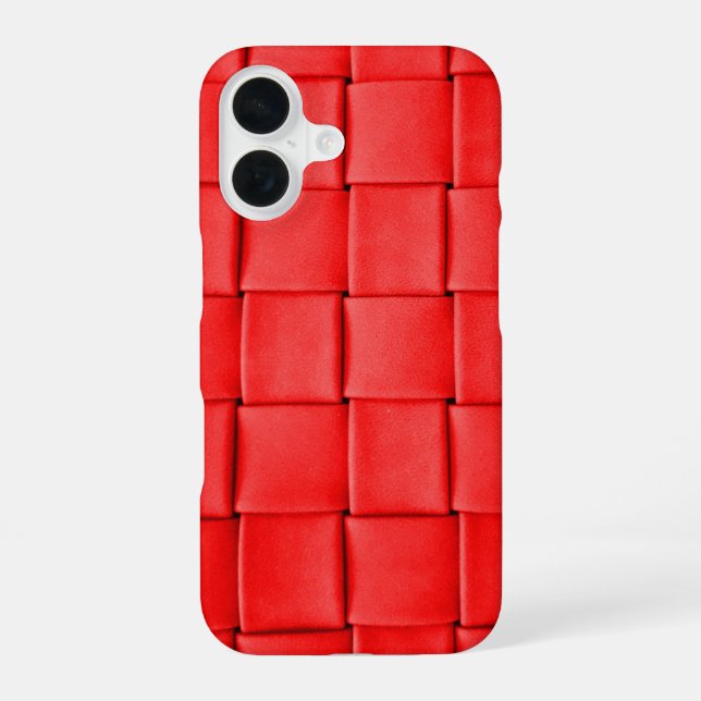 Red Leather Weave iPhone 16 Case (Back)