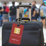 Red leather white business company logo name luggage tag<br><div class="desc">Red faux leather print as background.  Personalise and add you business logo,  name and contact details. White text.</div>