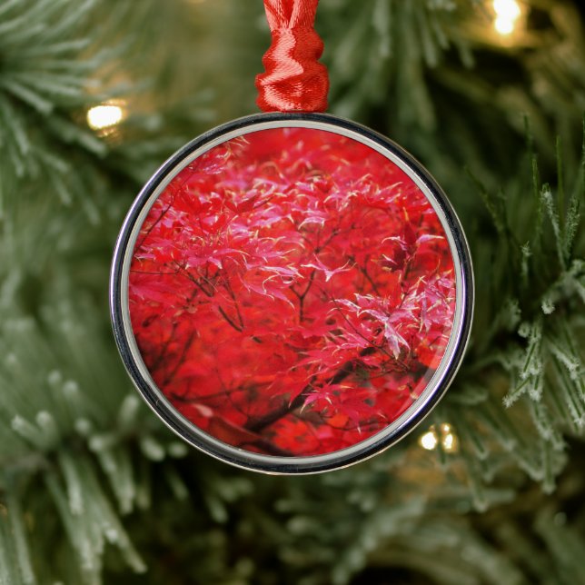 Red leaves all around metal ornament (Tree)
