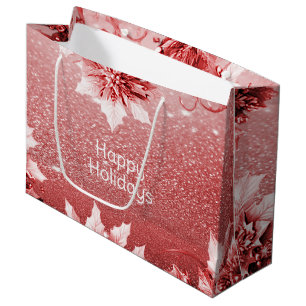 Red Leaves Christmas Holiday Gift Bag