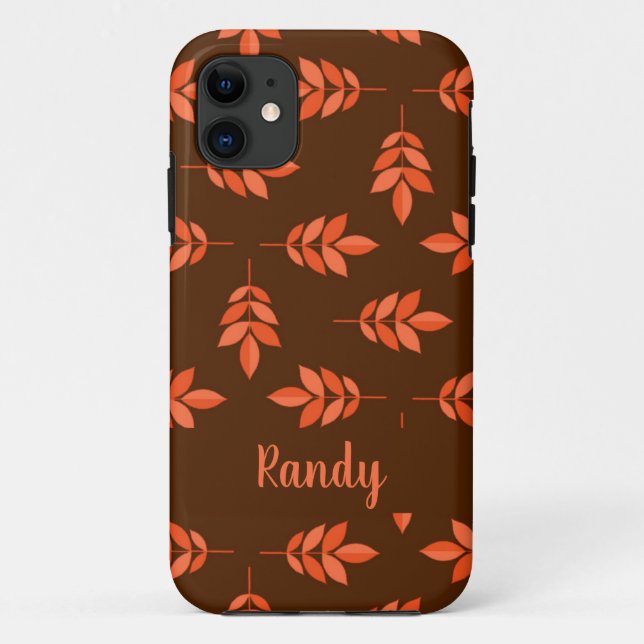 Red leaves custom name brown Case-Mate iPhone case (Back)
