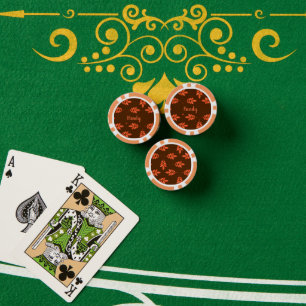 Red leaves custom name brown poker chips