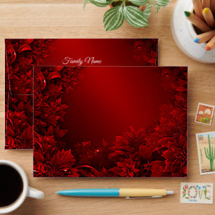 Red Leaves Floral Envelope