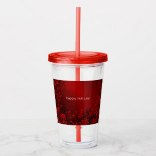 Red Leaves Floral Holiday Acrylic Tumbler