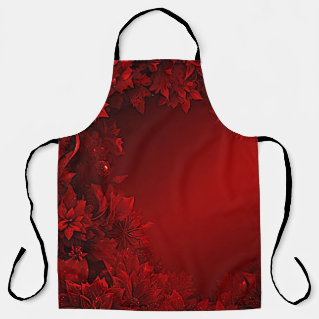 Red Leaves Floral Holiday Apron (Front)
