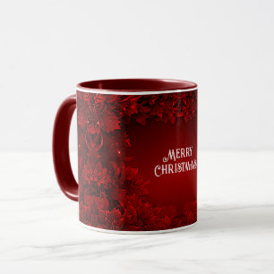 Red Leaves Floral Holiday Mug