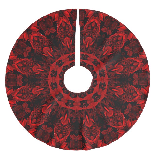Red Leaves Floral Tree Skirt (Front)