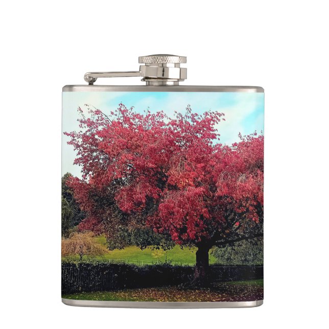 Red leaves  hip flask (Front)