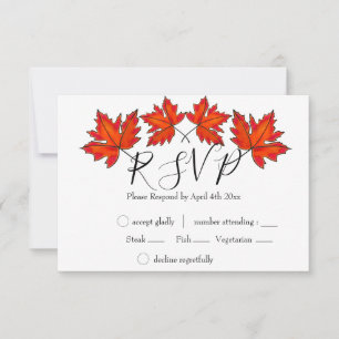 Red leaves, Maple leaves, Autumn colours RSVP Card