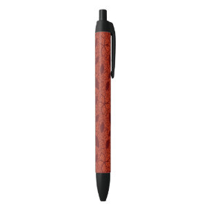 Red leaves pattern on orange black ink pen