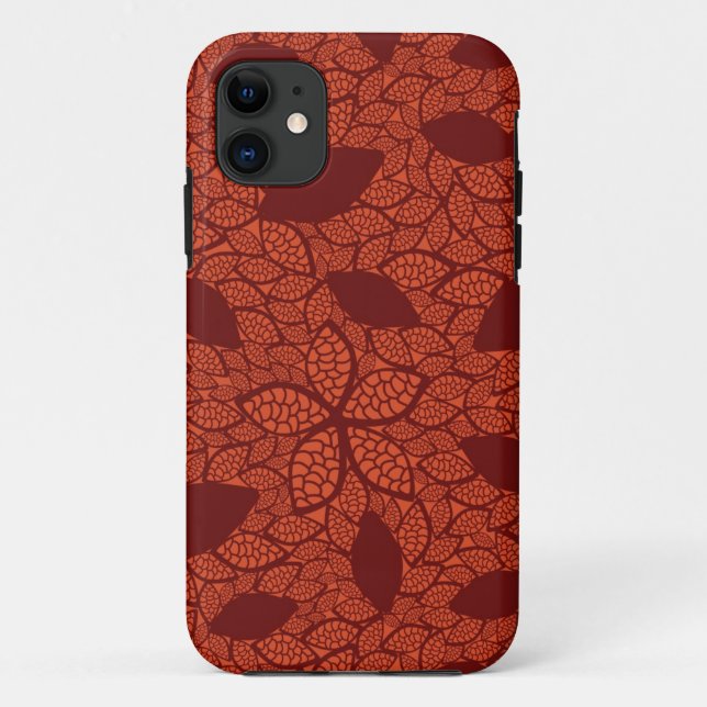Red leaves pattern on orange Case-Mate iPhone case (Back)