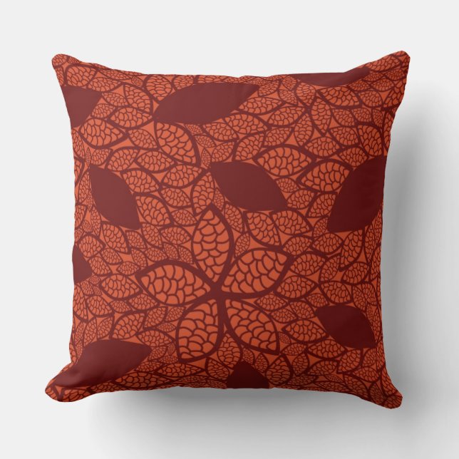 Red leaves pattern on orange cushion (Front)