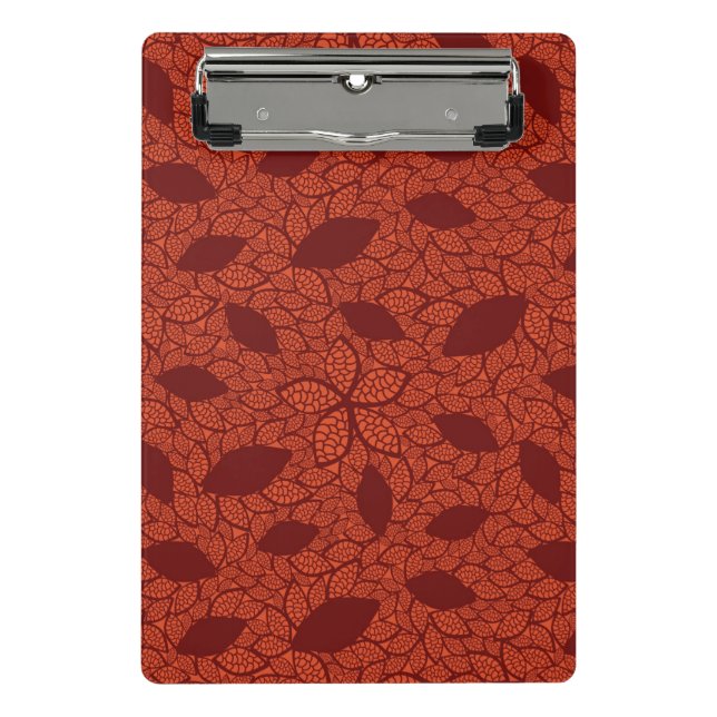 Red leaves pattern on orange mini clipboard (Front)