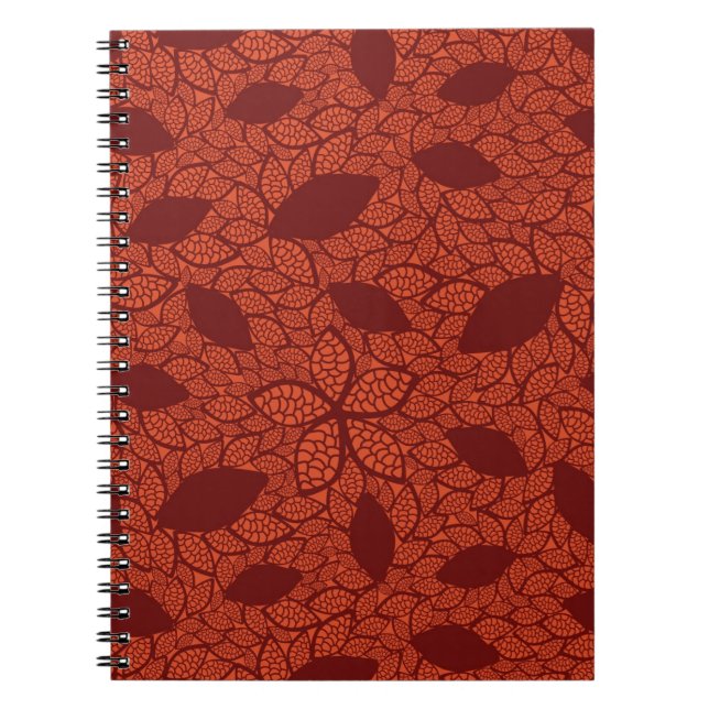 Red leaves pattern on orange notebook (Front)