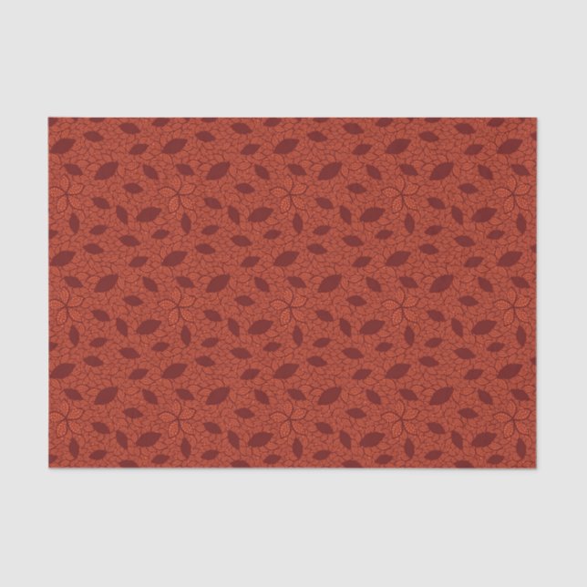 Red leaves pattern on orange tissue paper (Front)