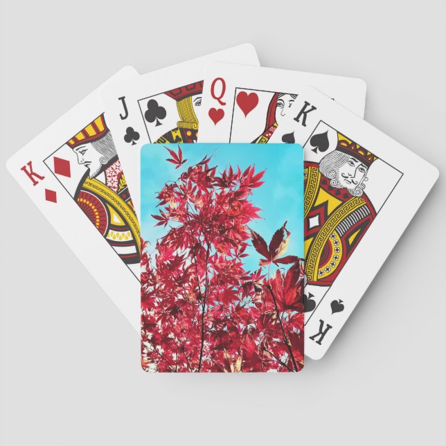 Red leaves playing cards (Back)