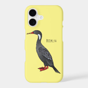 Red-legged cormorant bird cartoon illustration
