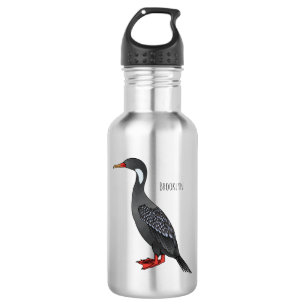 Red-legged cormorant bird cartoon illustration 532 ml water bottle