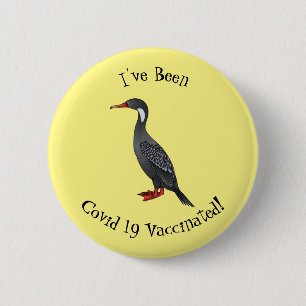 Red-legged cormorant bird cartoon illustration 6 cm round badge