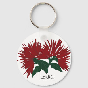 Red Lehua flower key chain