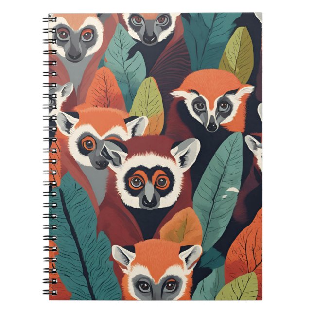 Red Lemur Notebook – Bold Wildlife-Inspired Design (Front)
