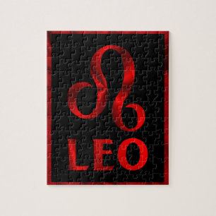 Red Leo Horoscope Symbol Jigsaw Puzzle