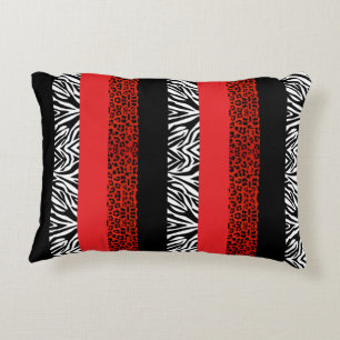 Red Leopard and Zebra Custom Animal Print Decorative Cushion