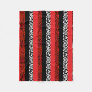 Red Leopard and Zebra Custom Animal Print Fleece Blanket