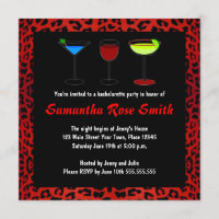 Red Leopard Animal Print Bachelorette Party Invite