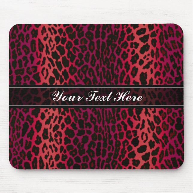 Red Leopard Animal Print Custom Mouse Pad (Front)