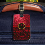 Red Leopard Animal Skin and Glitter - Monogram Luggage Tag<br><div class="desc">Luggage Tag. Red Leopard Animal Skin and Glitter with Monogram ready for you to personalise. ⭐( Note: This is a print, NOT Real glitter or metal) ✔Note: Not all template areas need changed. 📌If you need further customisation, please click the "Click to Customise further" or "Customise or Edit Design"button and...</div>