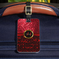 Red Leopard Animal Skin and Glitter - Monogram