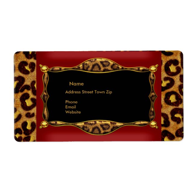 Red Leopard Black Gold Label Address (Front)
