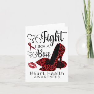 Red Leopard Heels Fight Like A Boss Heart Health A Card