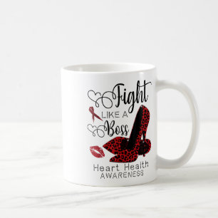Red Leopard Heels Fight Like A Boss Heart Health A Coffee Mug